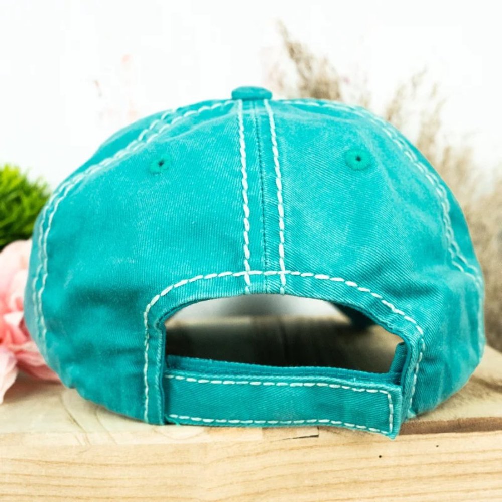 Ball Cap. "Blessed". Embroidered. Turquoise/Multi. NWT. - Picture 2 of 2
